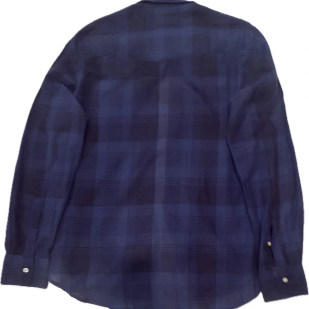OFFICINE GENERALE BUTTON DOWN JAPANESE POPLIN SHIRT BLUE & BLACK PLAID MEDIUM - Picture 3 of 8